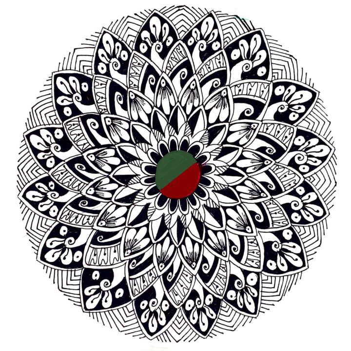 图画 标题为“The Floral Web” 由Hargun Bhatia, 原创艺术品, 中性笔