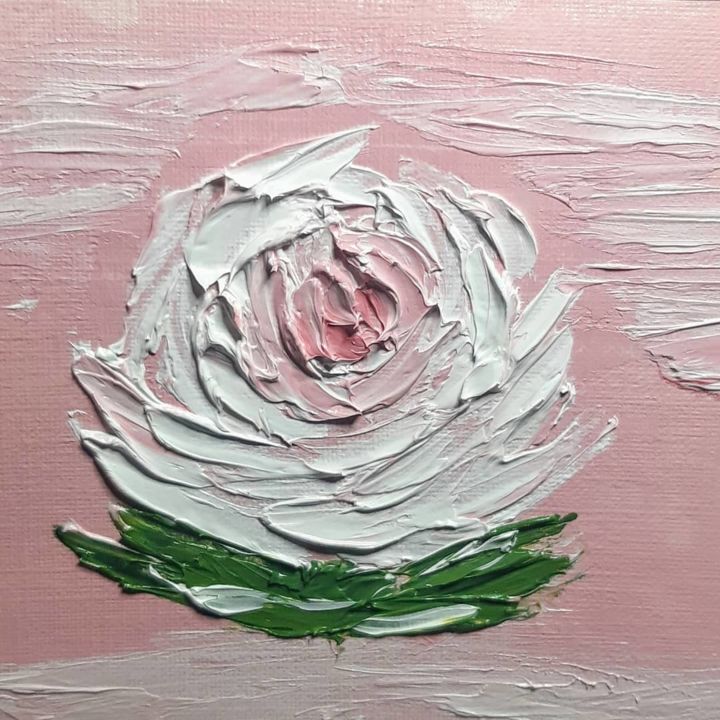 Картина под названием "Impasto Rose 3" - Harman Ghuman, Подлинное произведение искусства, Масло