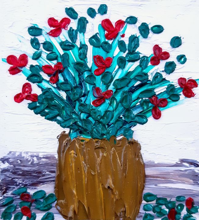 Картина под названием "Blossom" - Harman Ghuman, Подлинное произведение искусства, Масло
