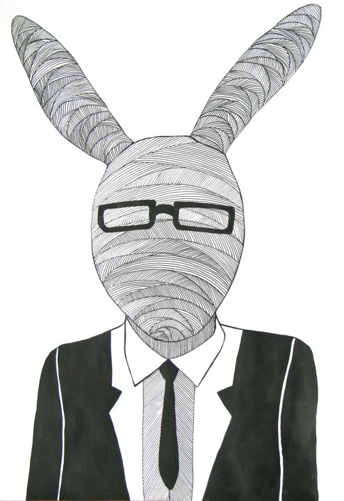 Painting titled "smart-bunny.jpg" by Maria Brodskaya, Original Artwork