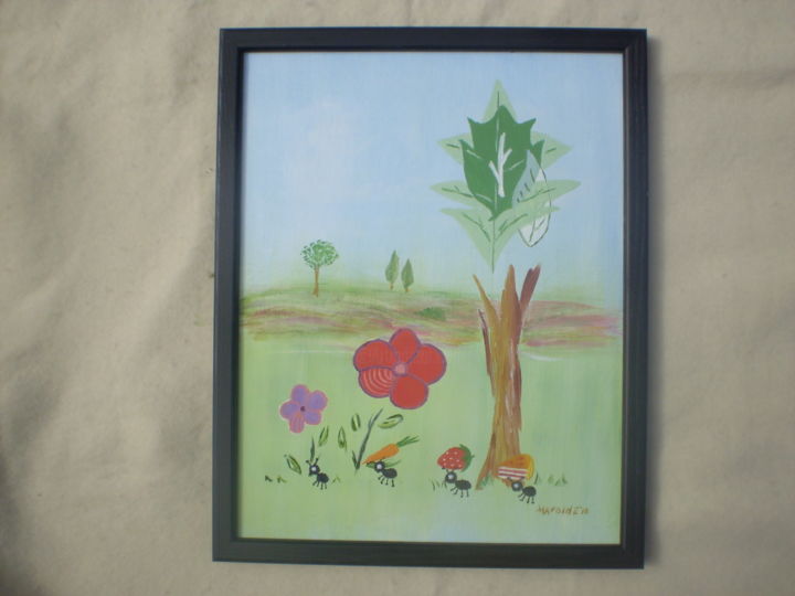 Painting titled "Picnic Thieves" by Harold Messler, Original Art, Other