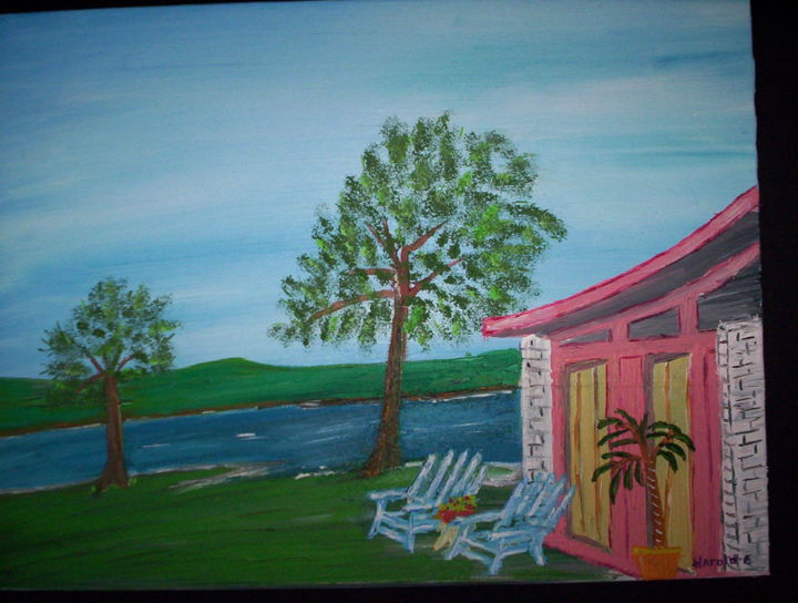 Painting titled "Island Retreat" by Harold Messler, Original Artwork