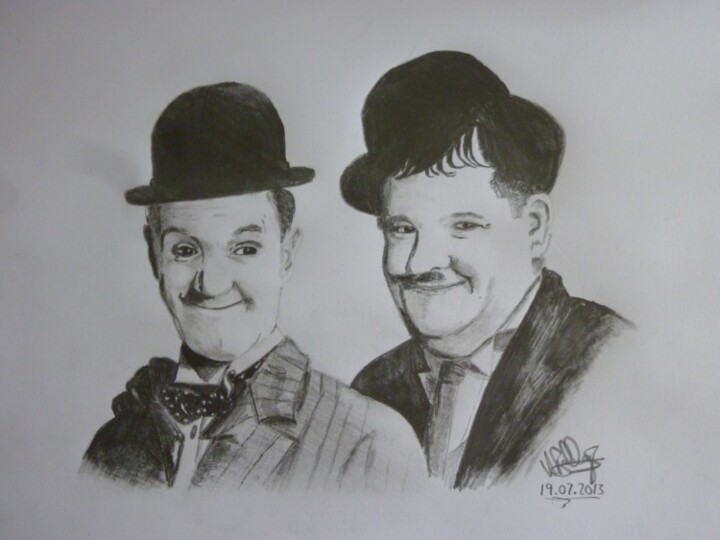 Pintura intitulada "Laurel and Hardy" por Harry Babbage, Obras de arte originais