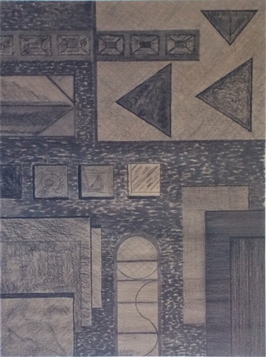 Painting titled "Galerie I" by Harry Lübke (hARRY), Original Artwork, Charcoal