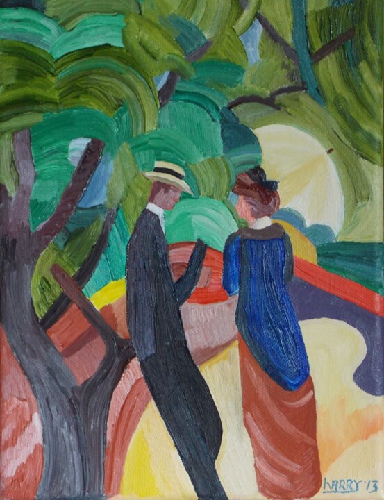 Malerei mit dem Titel "Sommerplausch" von Harry Lübke (hARRY), Original-Kunstwerk, Öl