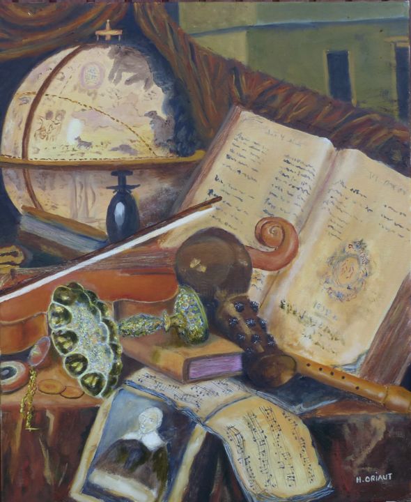 Картина под названием "Ambiance Hétéroclite" - H. Oriaut, Подлинное произведение искусства, Масло Установлен на Деревянная р…