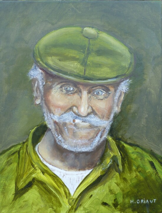 Peinture intitulée "Le vieil Homme" par H. Oriaut, Œuvre d'art originale, Huile Monté sur Châssis en bois