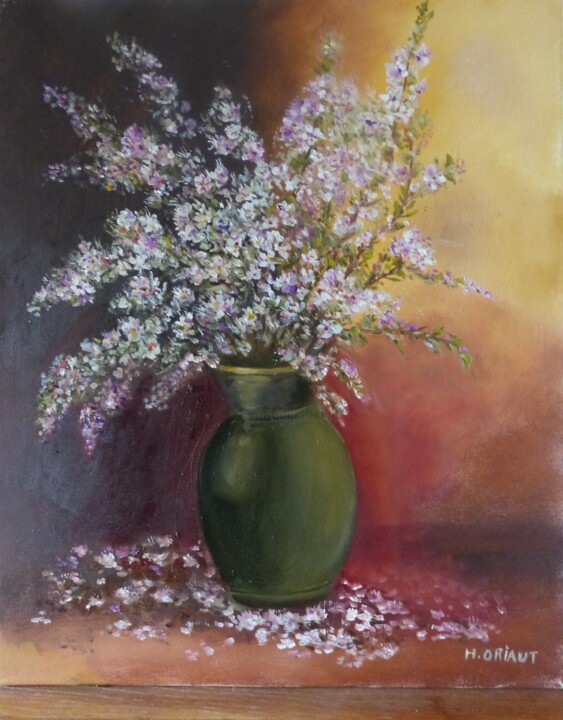 Painting titled "Bouquet" by H. Oriaut, Original Artwork, Oil Mounted on Wood Stretcher frame