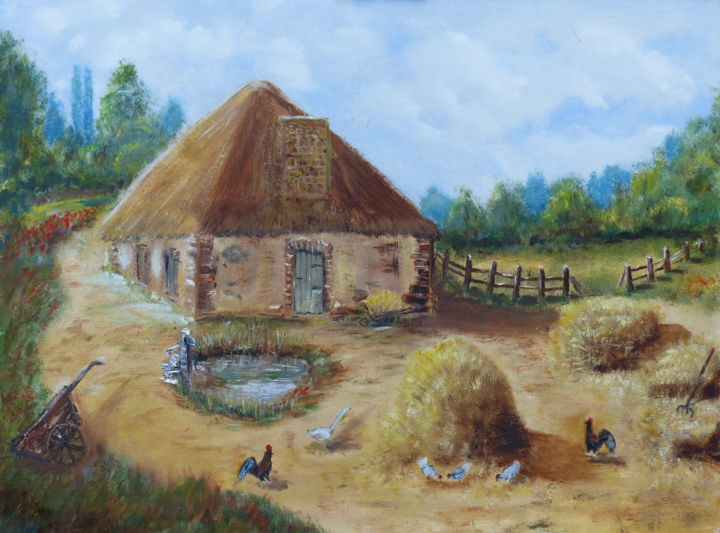 Peinture intitulée "la-ferme.jpg" par H. Oriaut, Œuvre d'art originale