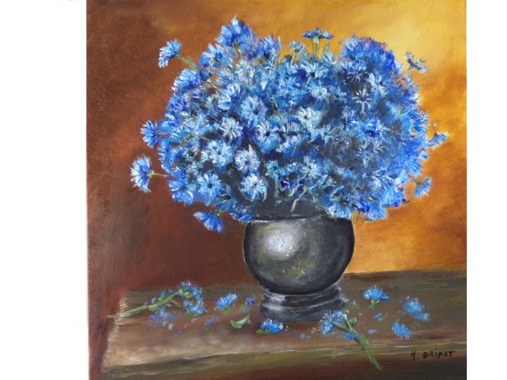 Pintura intitulada "les-bleuets.jpg" por H. Oriaut, Obras de arte originais, Óleo