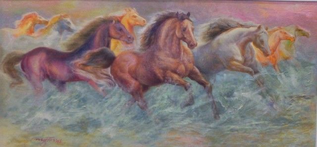 Painting titled "8 HORSES" by Harry Torres, Original Artwork