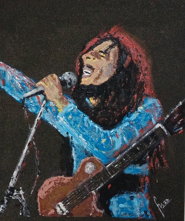 Schilderij getiteld "Bob marley" door Hasan Abeta, Origineel Kunstwerk, Acryl