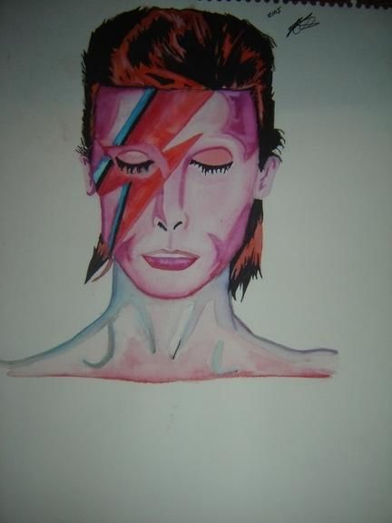 Drawing titled "Watercolor Bowie" by Francisco Martinez, Original Artwork