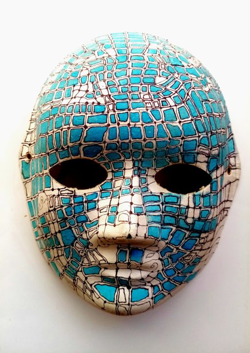 "Blue Aztec God+Red…" başlıklı Tablo Huseyin Asilturk tarafından, Orijinal sanat, Jel kalem