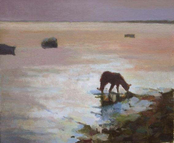 Painting titled "Le coucher du soleil" by Oleg Haslavsky, Original Art,
