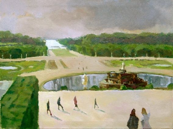 Painting titled "Le soir à Versailles" by Oleg Haslavsky, Original Artwork