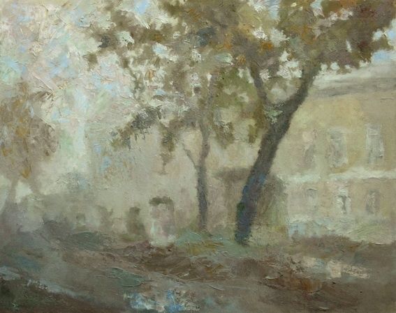 Painting titled "Le brouillard" by Oleg Haslavsky, Original Artwork