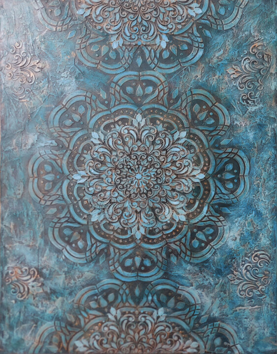 Painting titled "East-3" by Hasmik Mamikonyan, Original Artwork, Acrylic Mounted on Wood Stretcher frame