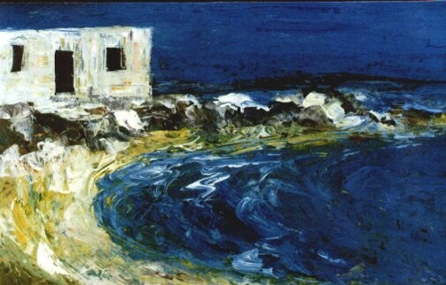 Painting titled "Bleu de Mer" by Hassan Barrak, Original Artwork