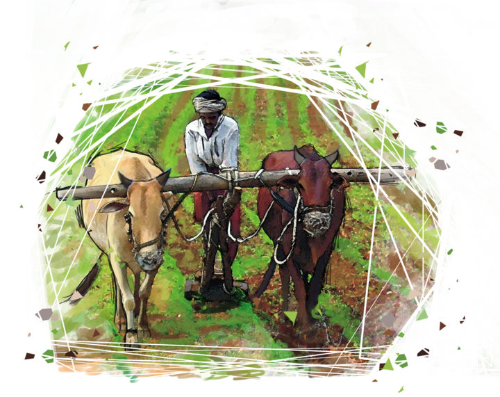 Arts numériques intitulée "Le fermier" par Susanoo, Œuvre d'art originale, Peinture numérique
