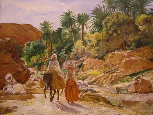 Peinture intitulée "L'Oued - d'ap E.A.G…" par Hassina Bouglam, Œuvre d'art originale