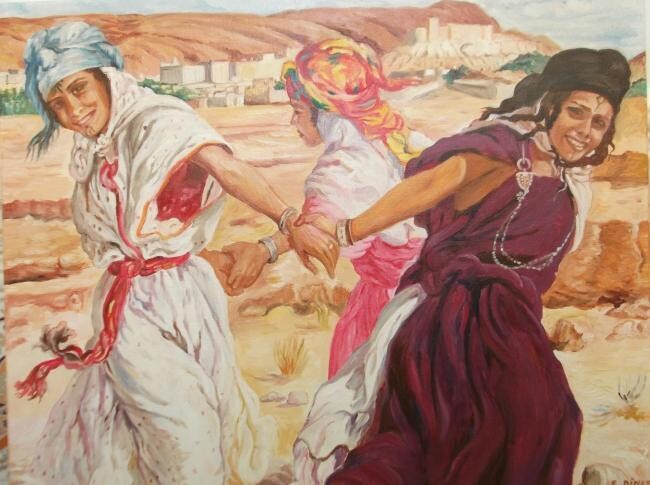 Peinture intitulée ""Bordj Essaâ"- rep…" par Hassina Bouglam, Œuvre d'art originale