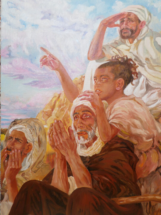 Peinture intitulée "Observation du croi…" par Hassina Bouglam, Œuvre d'art originale, Huile