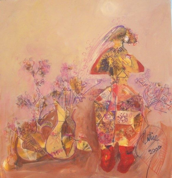 Pittura intitolato "red shoes idol" da Hatice Kilicaslan, Opera d'arte originale, Olio