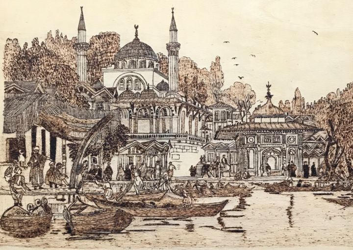 "İstanbul" başlıklı Tablo Hatice Özbayrak tarafından, Orijinal sanat, Ahşap