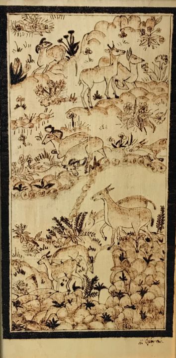"Gazelles" başlıklı Tablo Hatice Özbayrak tarafından, Orijinal sanat, Ahşap