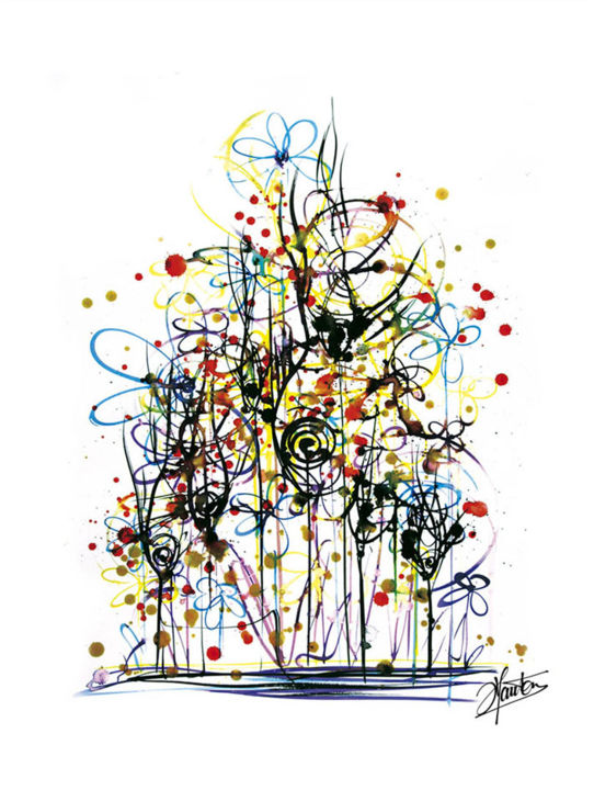 Peinture intitulée "fleurs-poisson-sole…" par Stéphane Hauton (O), Œuvre d'art originale, Acrylique