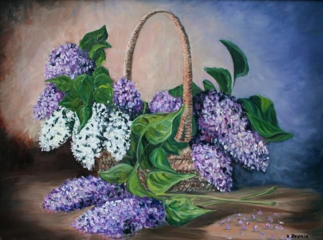 Painting titled "lilac4" by Galina-Hava, Original Artwork, Oil