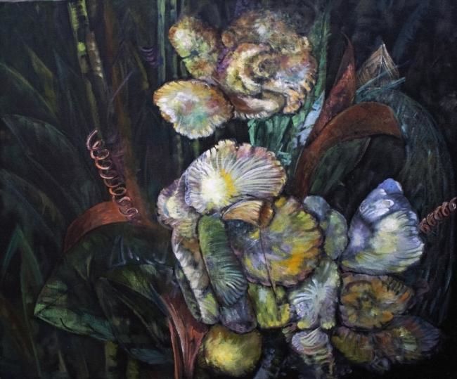 Painting titled "Flowers" by Galina-Hava, Original Artwork, Oil