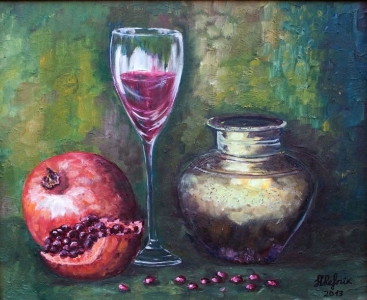 Картина под названием "Still Life with Pom…" - Galina-Hava, Подлинное произведение искусства