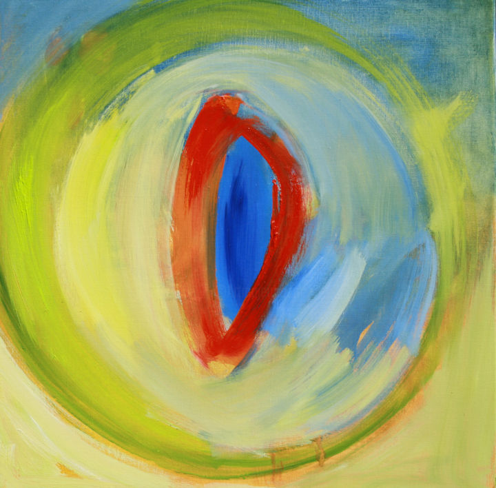 Painting titled "Core blue" by Krisztina Lehoczky, Original Artwork, Oil