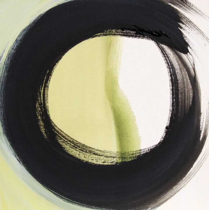 Painting titled "Circle black" by Krisztina Lehoczky, Original Artwork, Oil