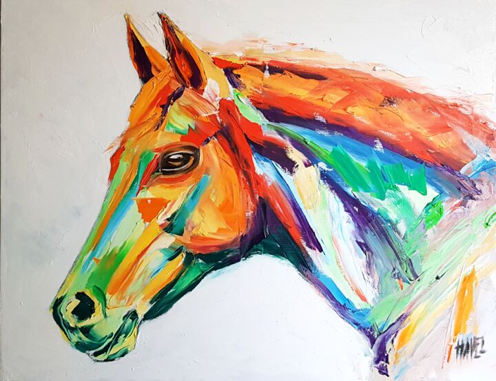 Painting titled "Horse colors passion" by Daniel Havel, Original Artwork, Oil