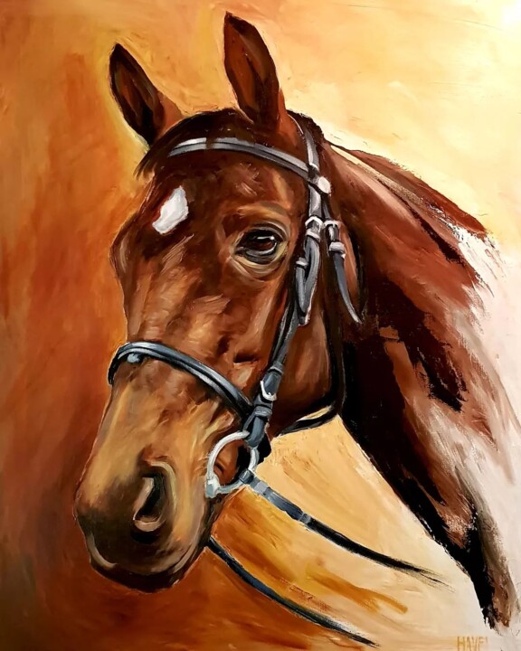 Painting titled "Horse portrait" by Daniel Havel, Original Artwork, Oil