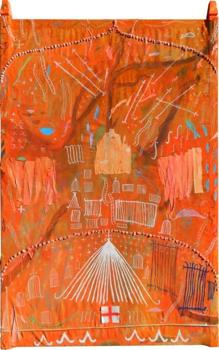 Painting titled "XL Orange Painting…" by Havlini, Original Art, Acrylic Mounted on Stretcher frame