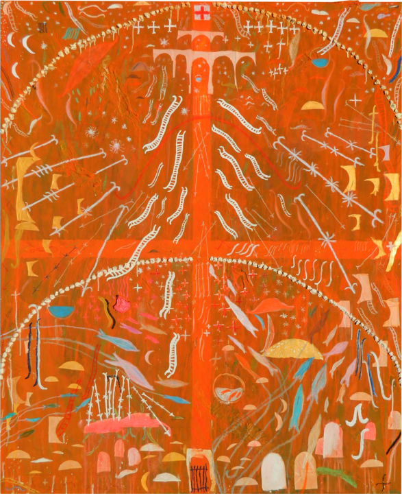 Schilderij getiteld "Oversized Orange Pa…" door Havlini, Origineel Kunstwerk, Acryl Gemonteerd op Frame voor houten brancard