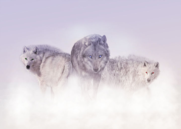 Arte digitale intitolato "Wolfs Snow" da Det Art, Opera d'arte originale, Pittura digitale