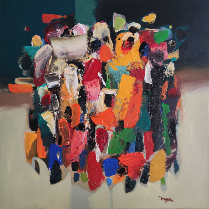 Картина под названием "Abstraction-21" - Hayk Miqayelyan, Подлинное произведение искусства, Масло Установлен на Подрамник