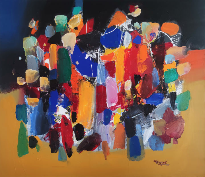 Картина под названием "Abstraction-23" - Hayk Miqayelyan, Подлинное произведение искусства, Масло Установлен на Подрамник