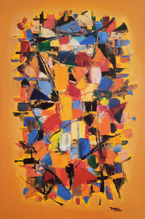 Картина под названием "Abstraction-25" - Hayk Miqayelyan, Подлинное произведение искусства, Масло Установлен на Подрамник