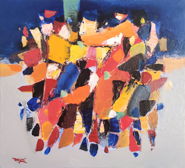 Картина под названием "Abstraction-26" - Hayk Miqayelyan, Подлинное произведение искусства, Масло Установлен на Подрамник