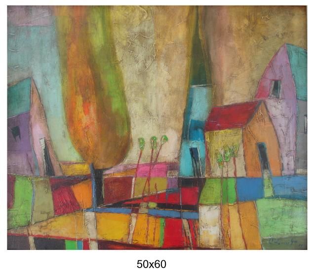 Painting titled "Old city" by A.Hayko, Original Artwork, Oil