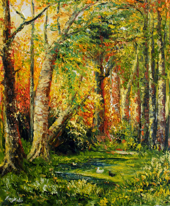 Pintura intitulada "Autumn Vibes" por Haykuhi Khachatryan, Obras de arte originais, Óleo