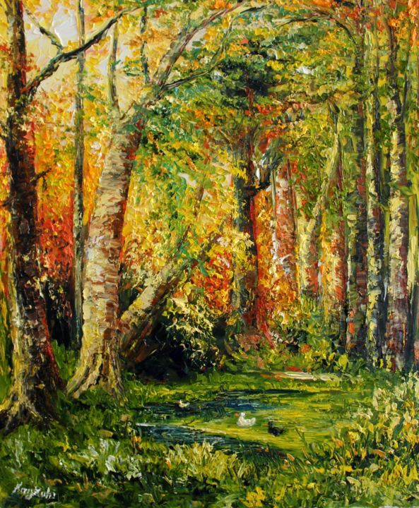 Painting titled "Autumn Vibes" by Haykuhi Khachatryan, Original Artwork, Oil