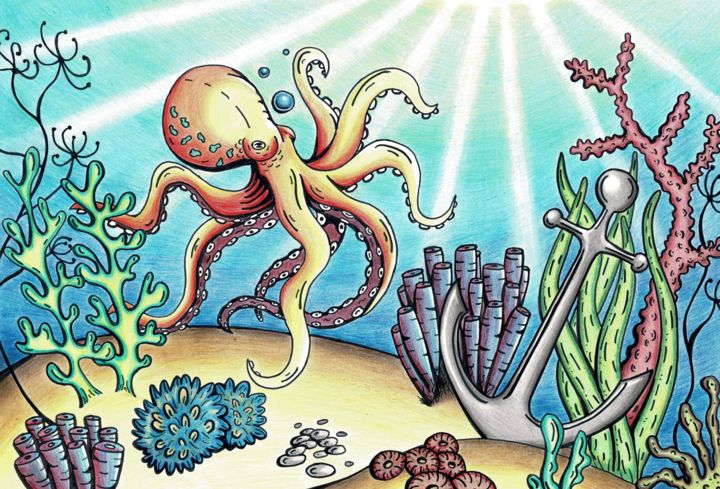 Drawing titled "Octopus" by Hayley Nunn, Original Artwork, Pencil