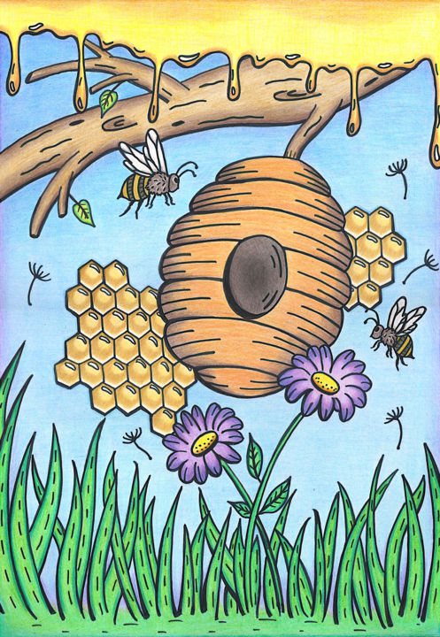 Drawing titled "Honey Bee" by Hayley Nunn, Original Artwork, Pencil